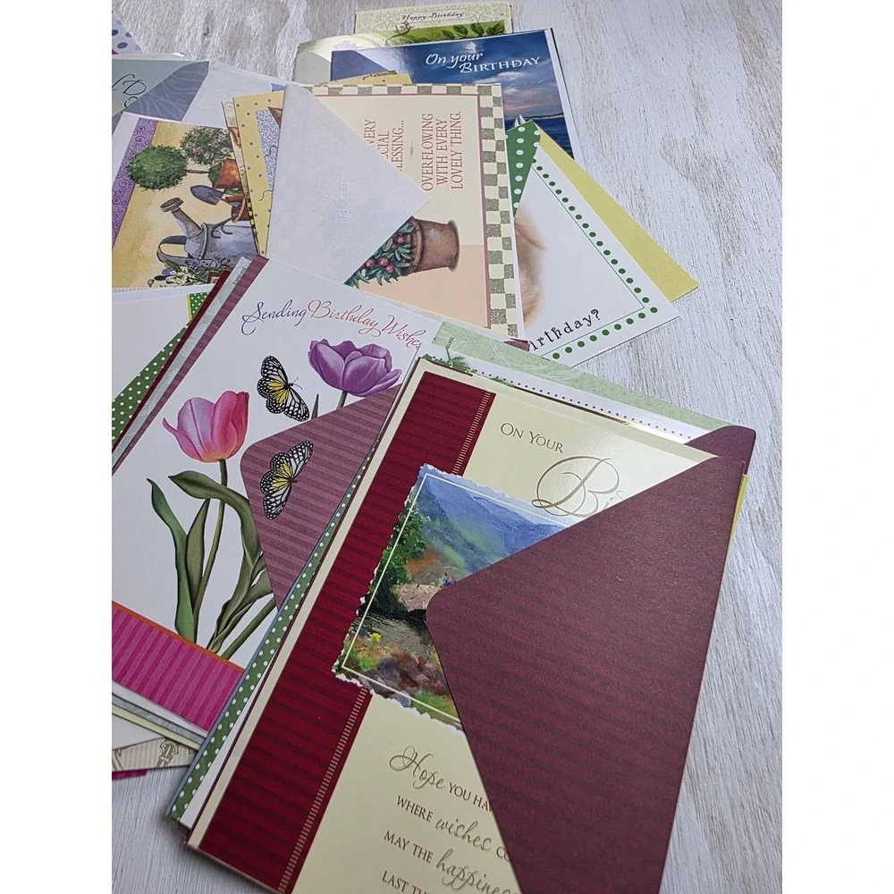 Vintage Greeting Card Lot Hallmark American Greetings Birthday Floral Boho 60pc+